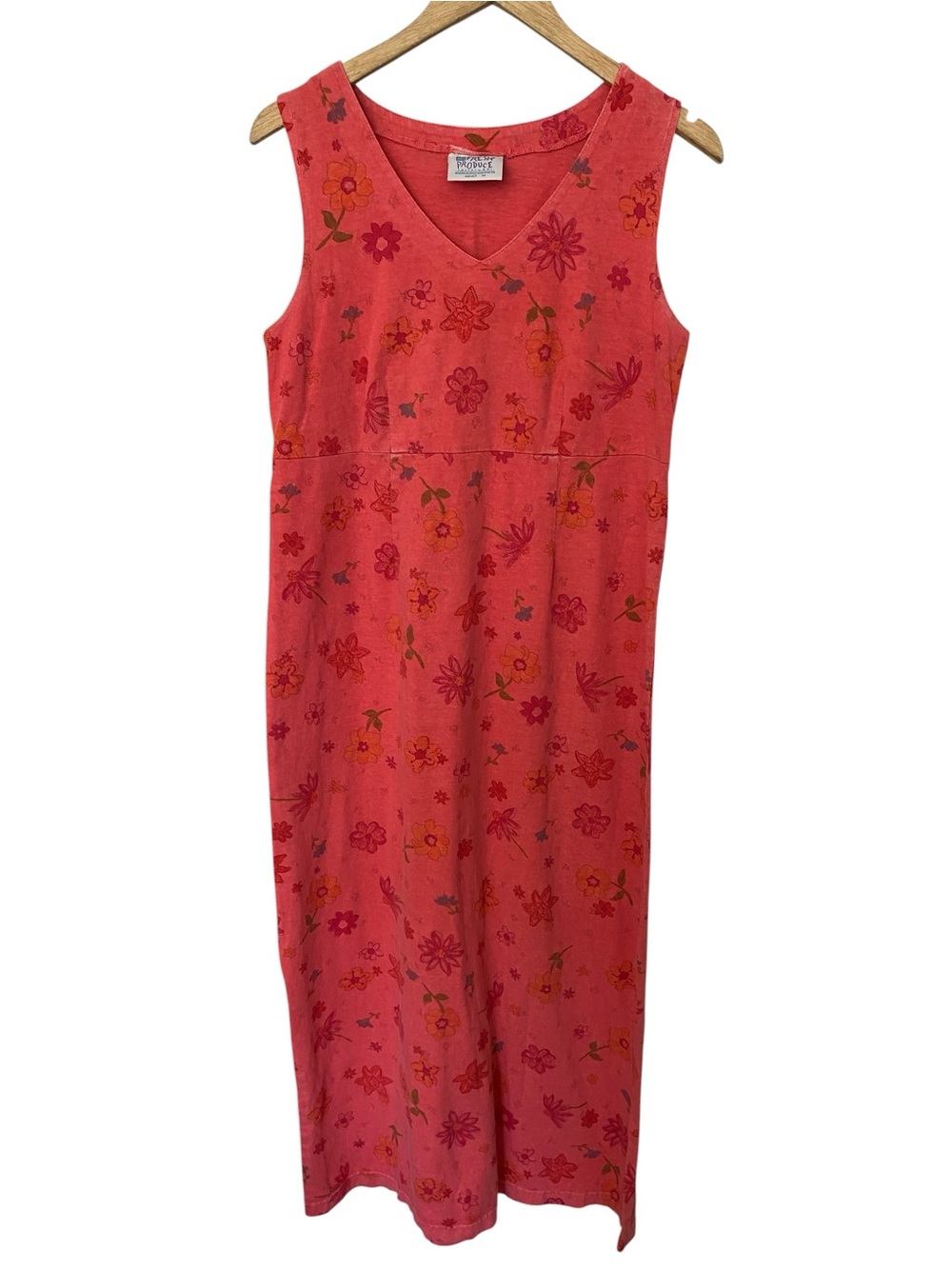 Fresh produce Sleeveless Coral Floral V-Neck Maxi Dress SZ medium - Picture 2 of 5